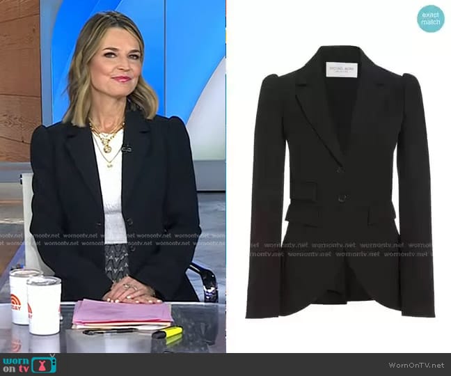 Michael Kors Puffed-Sleeve Gabardine Blazer worn by Savannah Guthrie on Today