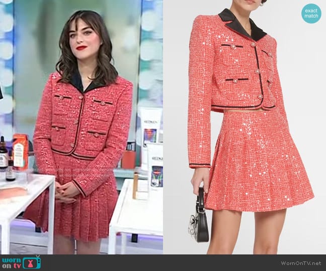 Self Portrait Cropped Sequined Bouclé Jacket worn by Jenna Rosenstein on Today
