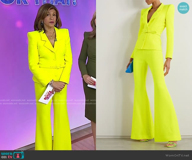 Sergio Hudson Belted Neon Wool-Crepe Blazer worn by Hoda Kotb on Today