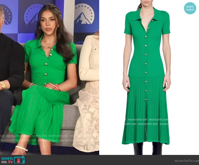 Sandro Lorel Short Sleeve Maxi Shirtdress worn by Sistine Stallone on Access Hollywood