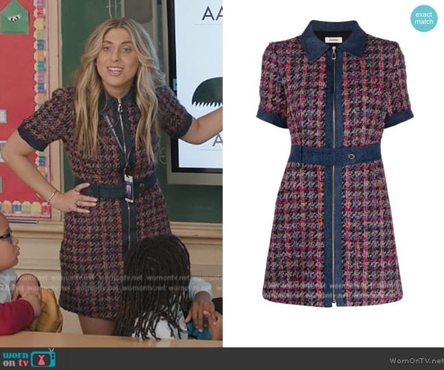 Sandro Tweed denim-trimmed minidress worn by (Sabrina Brier) on Abbott Elementary