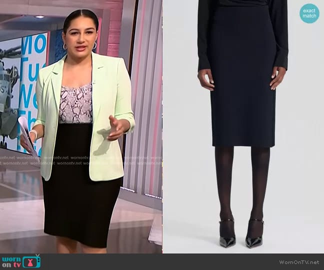 Scanlan Theodore Crepe Knit Pencil Skirt worn by Morgan Radford on NBC News Daily