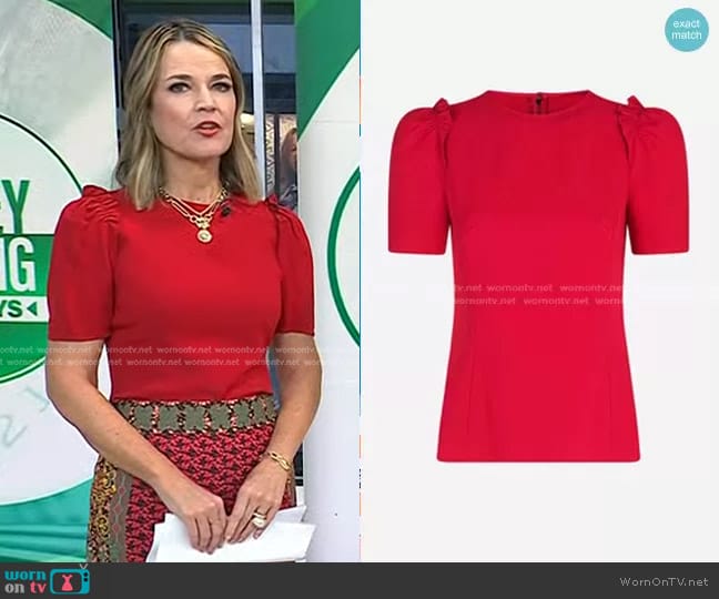Dolce & Gabbana Short-sleeved Cady Fabric Top worn by Savannah Guthrie on Today