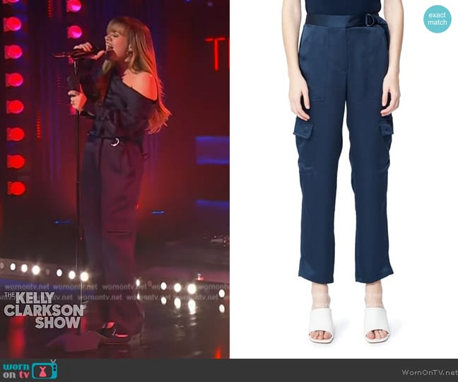Simkhai Carolina Satin Straight-Leg Utility Pants worn by Kelly Clarkson on The Kelly Clarkson Show