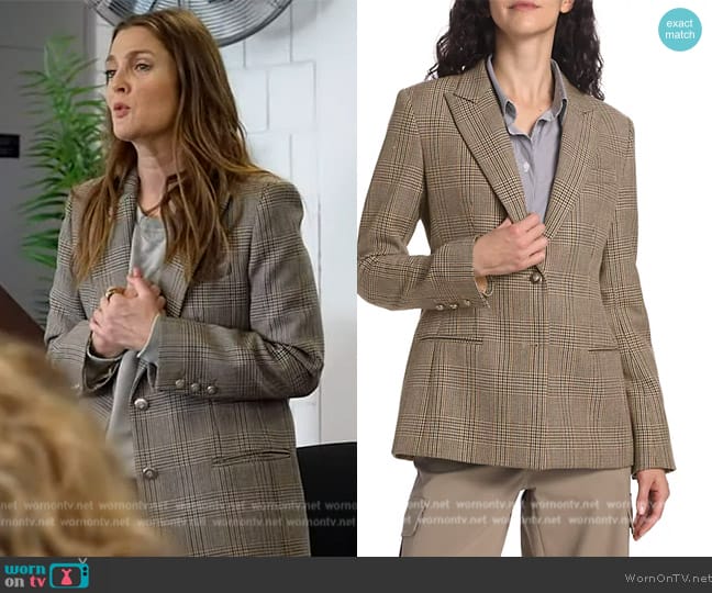 TWP Husband Plaid Wool Blazer worn by Drew Barrymore on The Drew Barrymore Show