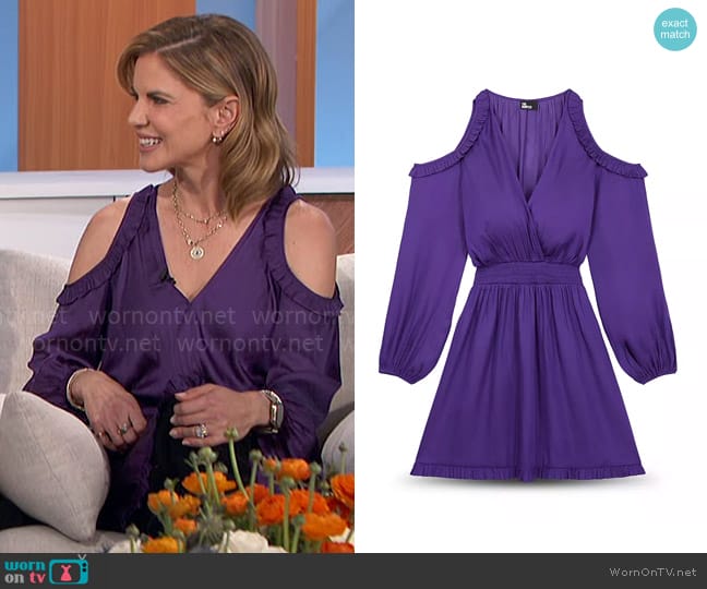 The Kooples Cold Shoulder Mini Dress in Purple worn by Natalie Morales on The Talk