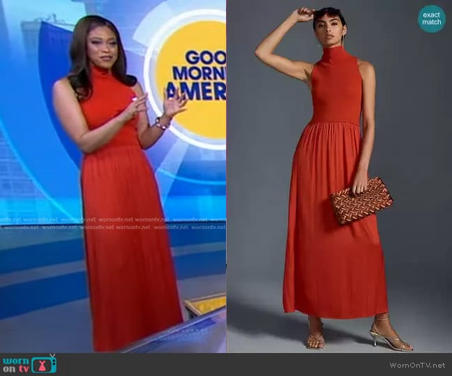 Anthropologie The Thea Twofer Sleeveless Sweater Dress worn by Morgan Norwood on Good Morning America
