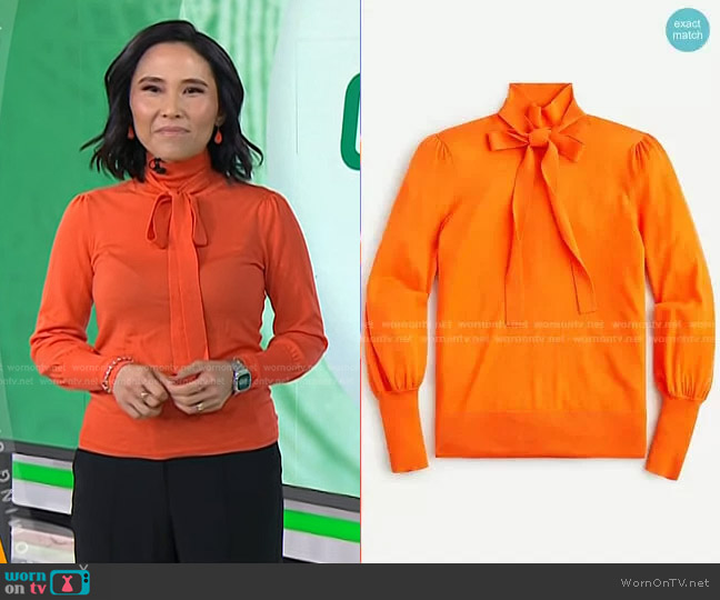 J. Crew Tie-neck turtleneck sweater worn by Vicky Nguyen on Today