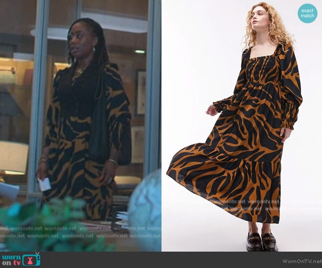 Topshop Shirred Long Sleeve Maxi Dress worn by Malika Williams (Zuri Adele) on Good Trouble