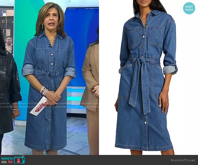 Veronica Beard Evelyn Tie-Waist Denim Midi-Dress worn by Hoda Kotb on Today