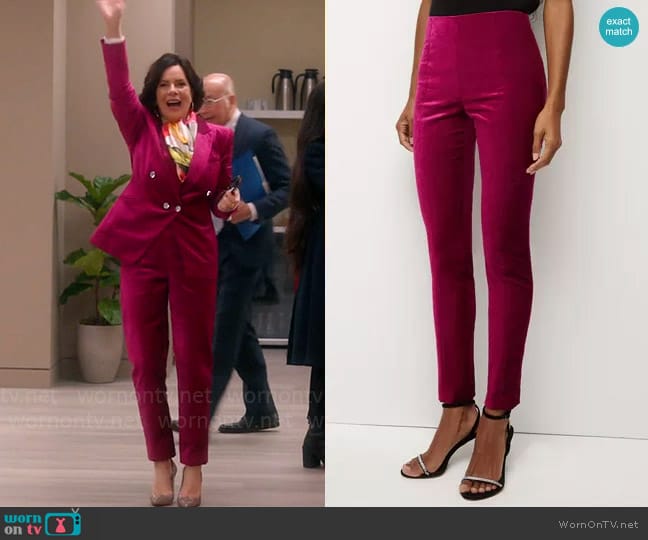 Veronica Beard Honolulu Velvet Pant in Fuchsia worn by Margaret Wright (Marcia Gay Harden) on So Help Me Todd