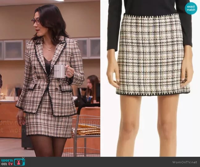 Veronica Beard Ohemia Skirt in Ecru Ochre worn by Susan (Inga Schlingmann) on So Help Me Todd