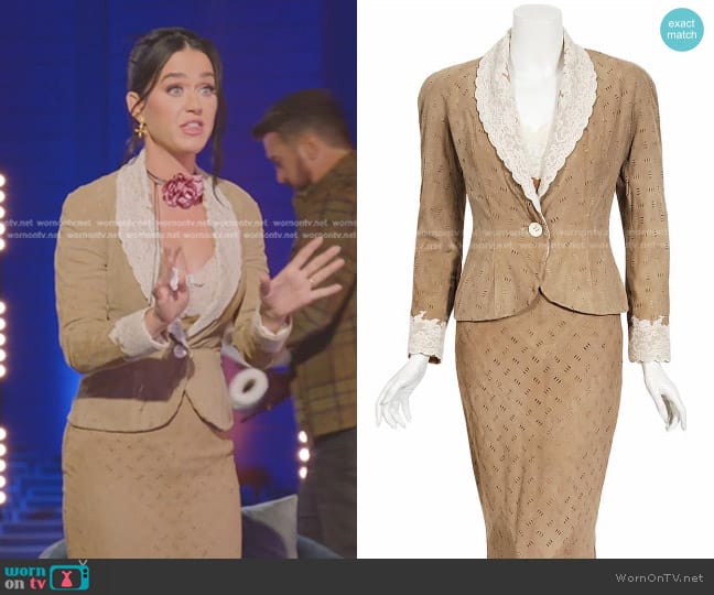 Christian Dior by John Galliano Laser Cut Suede Jacket worn by Katy Perry on American Idol