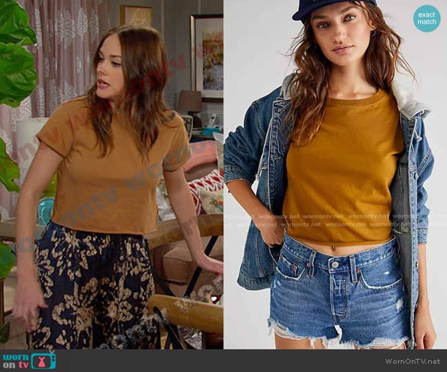 We The Free The Perfect Tee in Caramel worn by Stephanie Johnson (Abigail Klein) on Days of our Lives