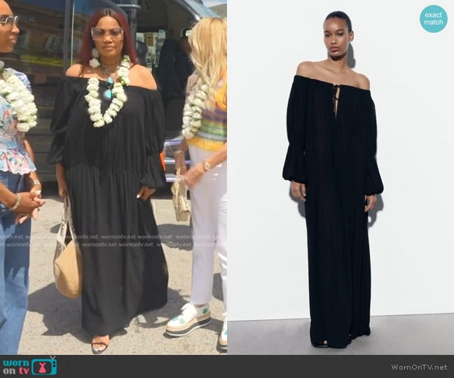 Zara Long Viscose Dress worn by Garcelle Beauvais on The Real Housewives of Beverly Hills