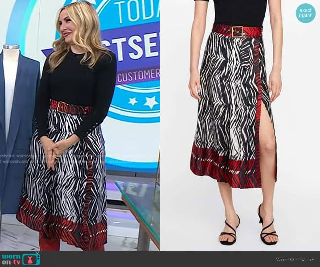 Zara Animal Printed Pleated Skirt worn by Chassie Post on Today