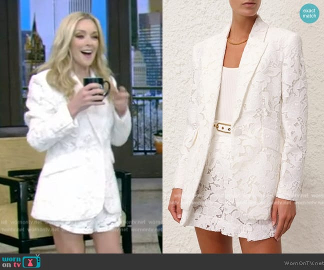 Zimmermann Natura Lace Jacket worn by Jane Krakowski on Live with Kelly and Mark