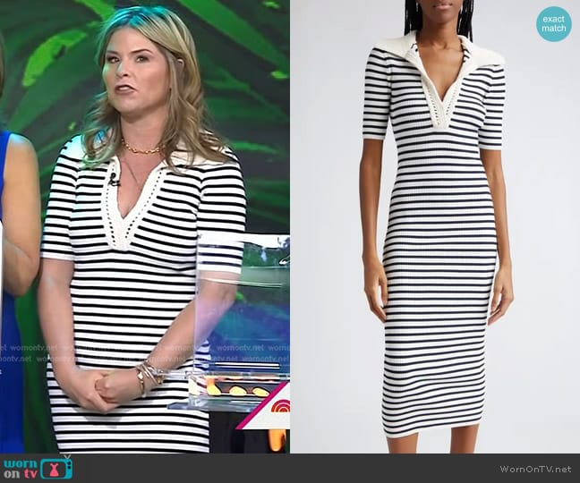 A.L.C. Darcy Stripe Midi Sweater Dress worn by Jenna Bush Hager on Today