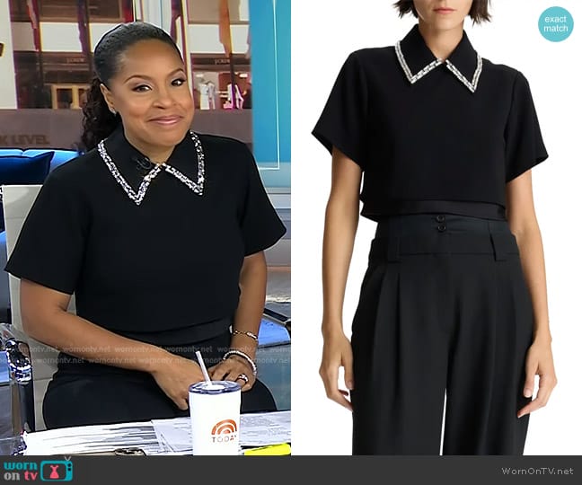 A.L.C. Lark Embellished Collar Shirt worn by Sheinelle Jones on Today