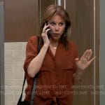 Alexis’s rust brown button down shirt on General Hospital