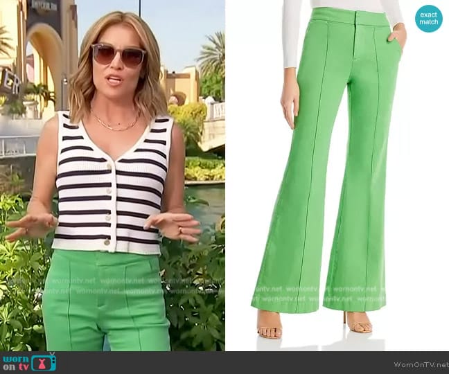Alice + Olivia Livi Wide Leg Pants in Parrot worn by Kit Hoover on Access Hollywood