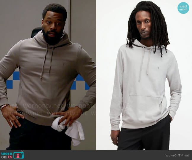 All Saints Brace Pullover Brushed Cotton Hoodie worn by Kevin Atwater (LaRoyce Hawkins) on Chicago PD