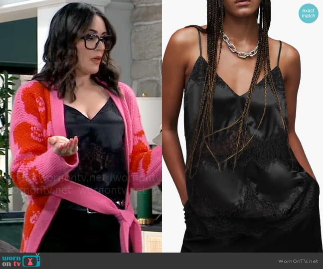 All Saints Ophelia Lace Inset Satin Camisole worn by Lois Cerullo (Rena Sofer) on General Hospital