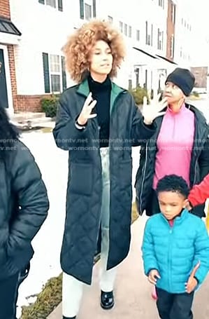 Ally’s black quilted coat on Today