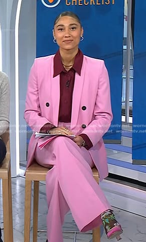 Ally’s pink double breasted blazer and pants on Today