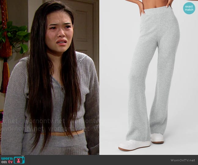 Alo Yoga Cashmere High-Waist Plush Waffle Pant worn by Luna (Lisa Yamada) on The Bold and the Beautiful