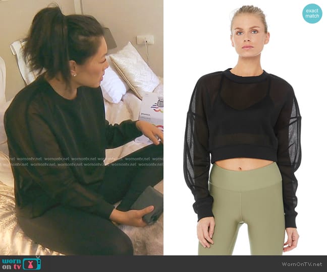 Alo Yoga Row Long Sleeve Top in Black worn by Crystal Kung Minkoff on The Real Housewives of Beverly Hills
