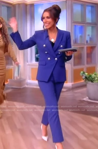 Alyssa’s blue double breasted blazer on The View