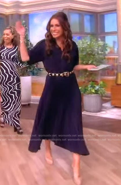 Alyssa’s navy shirtdress on The View
