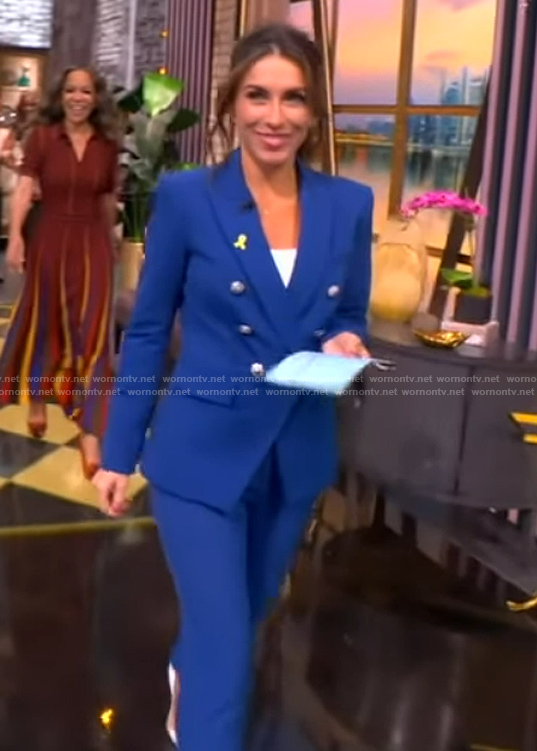 Alyssa’s blue double breasted blazer on The View