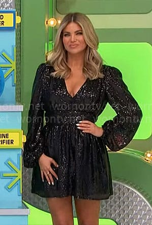 Amber’s black sequin mini dress on The Price is Right