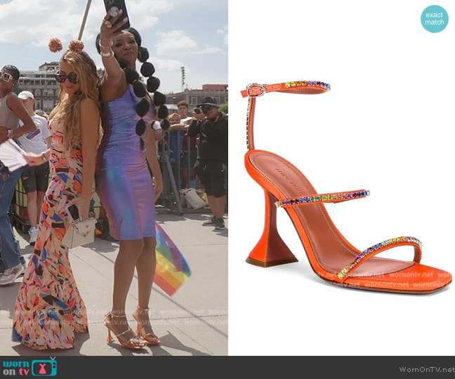Amina Muaddi Gilda Rainbow Sandal worn by Guerdy Abraira (Guerdy Abraira) on The Real Housewives of Miami