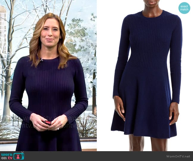 Aqua A Line Cashmere Dress worn by Stephanie Abrams on CBS Mornings