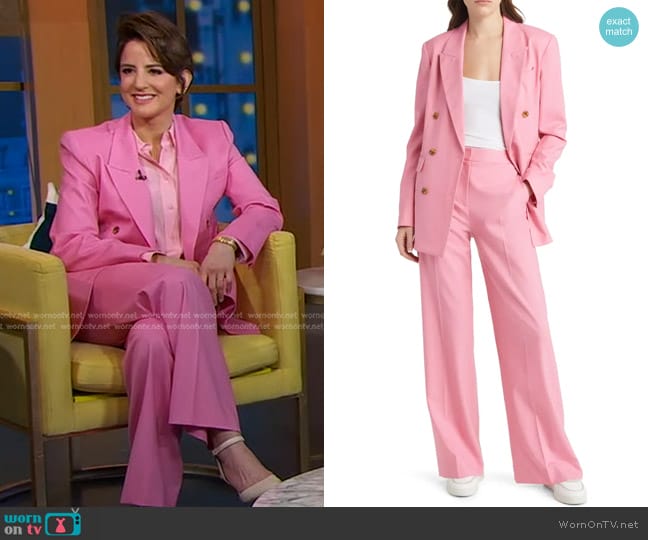 Argent Double Breasted Stretch Wool Blazer in Bubblegum worn by Rachel Simmons on Good Morning America