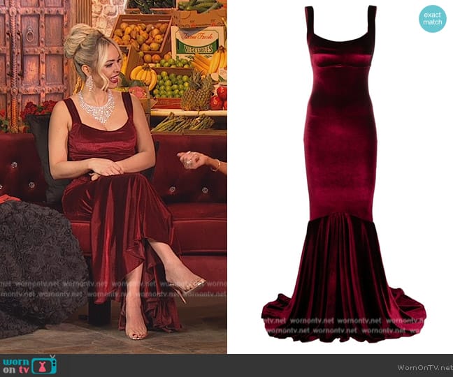 Atu Body Couture Velvet mermaid gown worn by Nicole Martin (Nicole Martin) on The Real Housewives of Miami