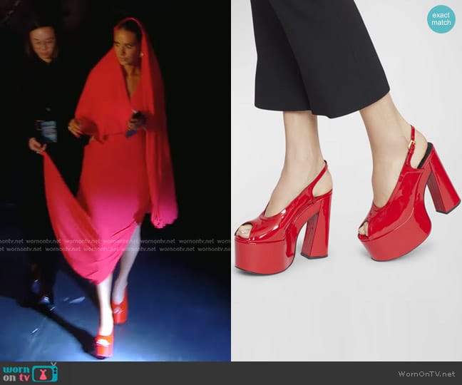 Balmain Cam-Patent Leather Platform Sandals worn by Dorit Kemsley on The Real Housewives of Beverly Hills