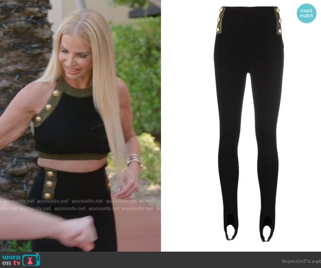 Balmain Button-embellished stirrup leggings worn by Alexia Echevarria (Alexia Echevarria) on The Real Housewives of Miami