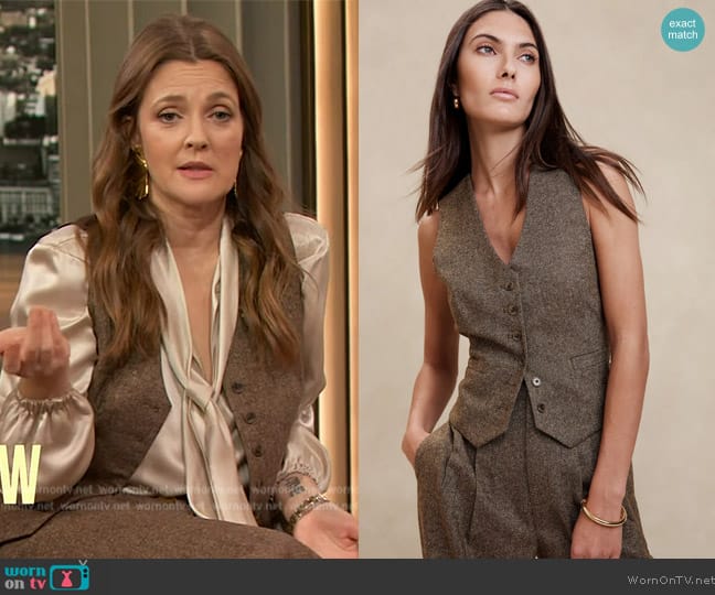 Banana Republic Remanso Donegal Vest worn by Drew Barrymore on The Drew Barrymore Show
