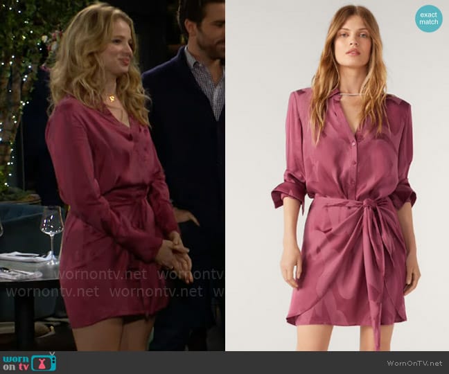 ba&sh Batz Dress in Pink worn by Summer Newman (Allison Lanier) on The Young and the Restless