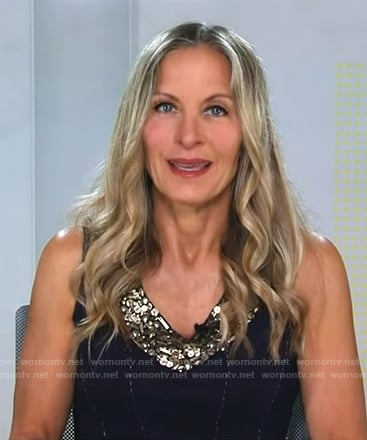 Becky Worley’s sequined v-neck top on Good Morning America