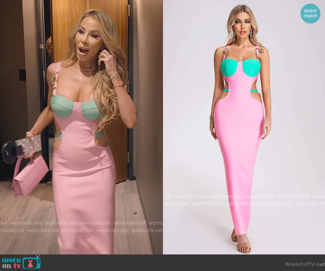 Bella Barnett Quiyana Cutout Bandage Maxi Dress worn by Lisa Hochstein (Lisa Hochstein) on The Real Housewives of Miami