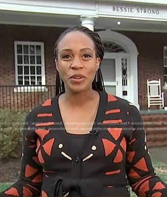 Blayne Alexander’s black and orange print cardigan on Today