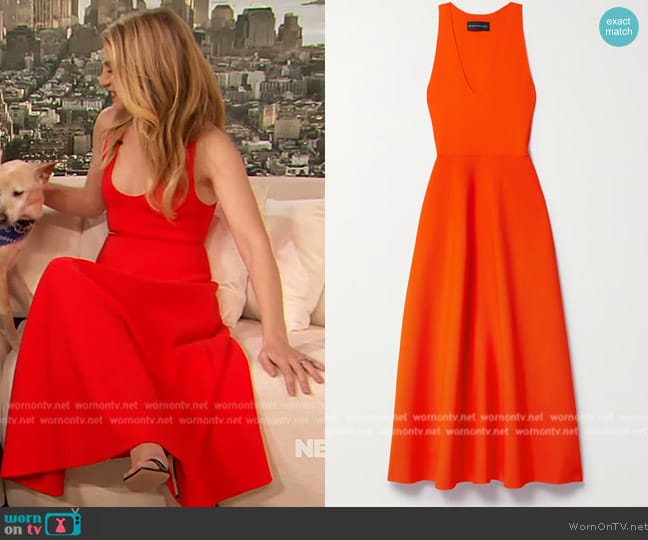 Brandon Maxwell Stretch-knit midi dress worn by Annaleigh Ashford on The Drew Barrymore Show