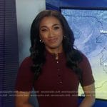 Brittany’s burgundy band collar dress on Good Morning America