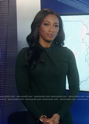 Brittany’s green twist neck dress on Good Morning America
