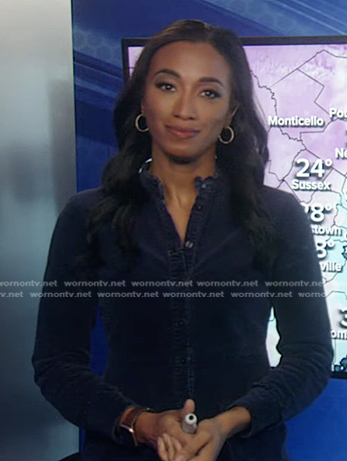 Brittany’s navy corduroy shirtdress on Good Morning America